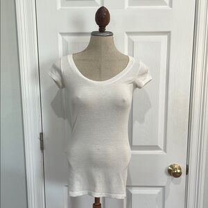 Mossimo White casual tee short cap sleeves cotton scoop neck T-shirt Top women S